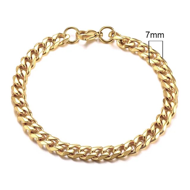 Mens Classic Miami Curb Cuban Link No Fade Stainless Steel Street Wear Bracelets
