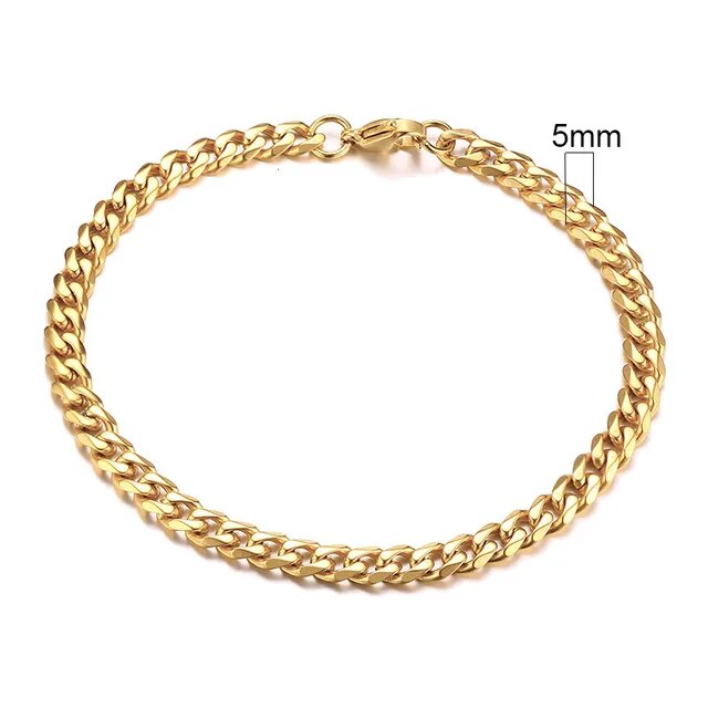 Mens Classic Miami Curb Cuban Link No Fade Stainless Steel Street Wear Bracelets