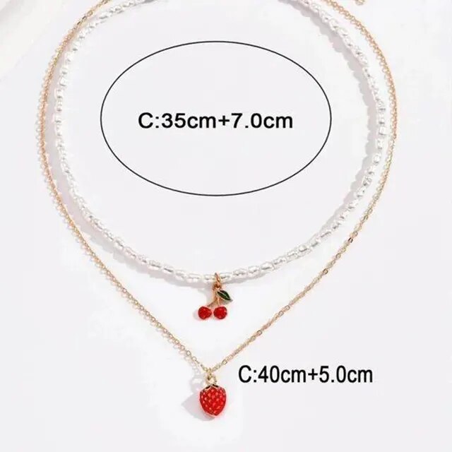 Ladies 3 Piece Pearl Layer Gold Snake Link Chain Necklace Set