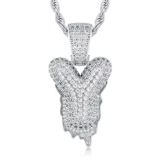 Solid 925 Sterling Silver VVS Moissanite Diamond Bubble Letter Hip Hop Initial Drip Pendants