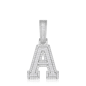 New Moissanite Diamond Initial Letter Iced Blinged Out Sterling Silver Pendants