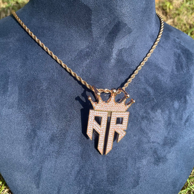 24k Gold 925 Silver Rose Gold Iced Double R Kings Crown Hip Hop Pendant