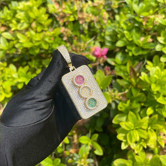 Iced Blinged Out Traffic Link Gold Silver Rose Hip Hop Pendant Chain