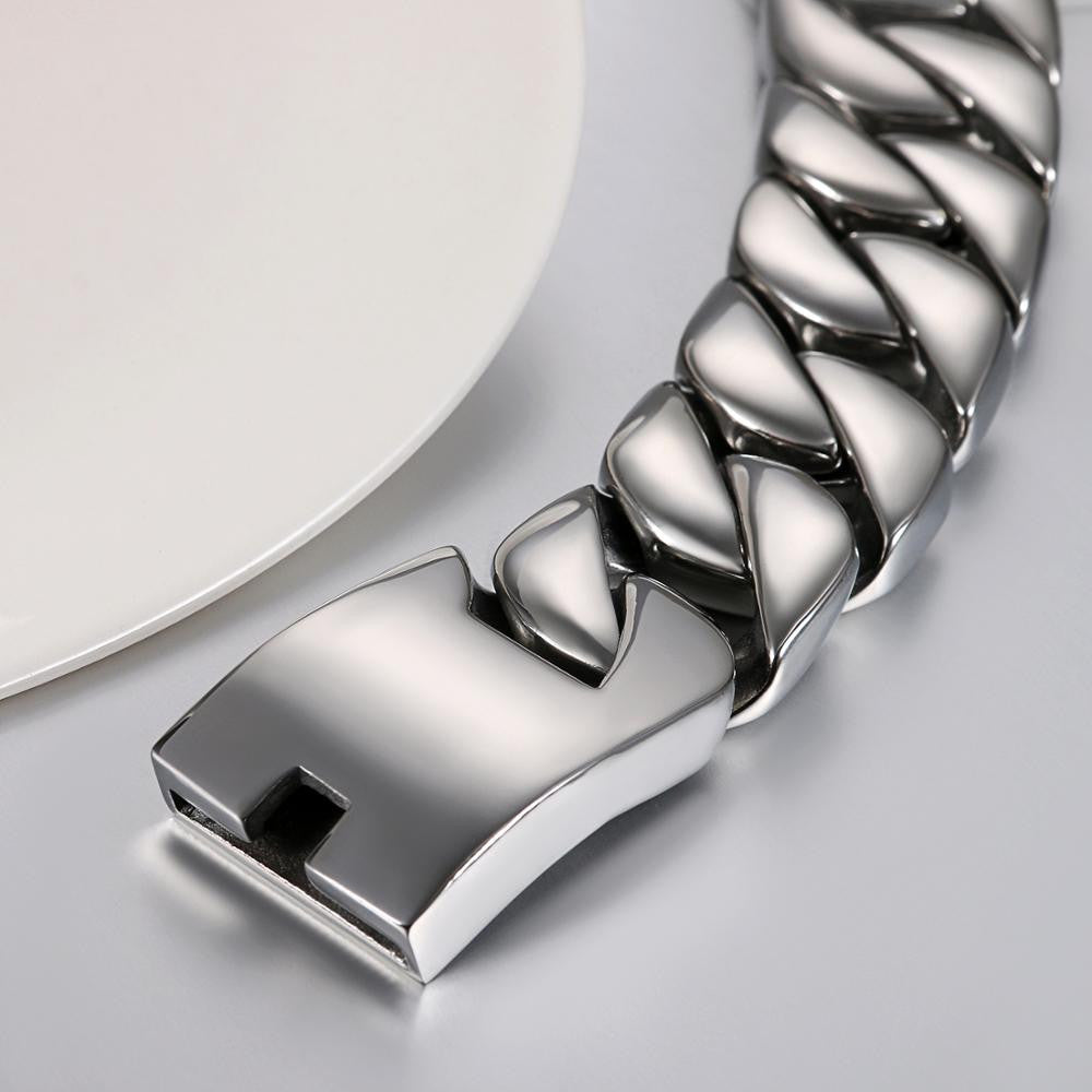 Big Boy No Fade 15mm 24mm 30mm Stainless Steel Cuban Link Hip Hop Street Wear Bracelets