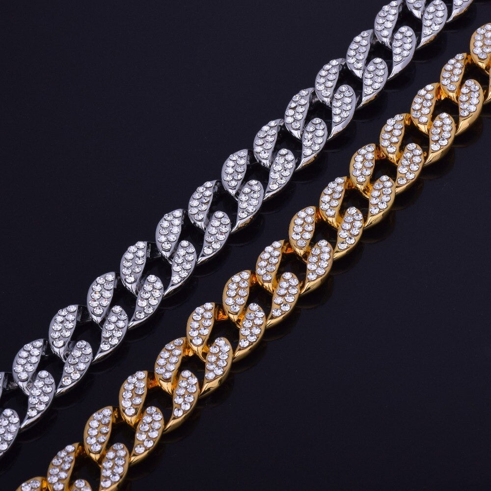 Classic Iced Cuban | 15mm 18k Gold 925 Silver Miami Cuban Link Hip Hop Chain