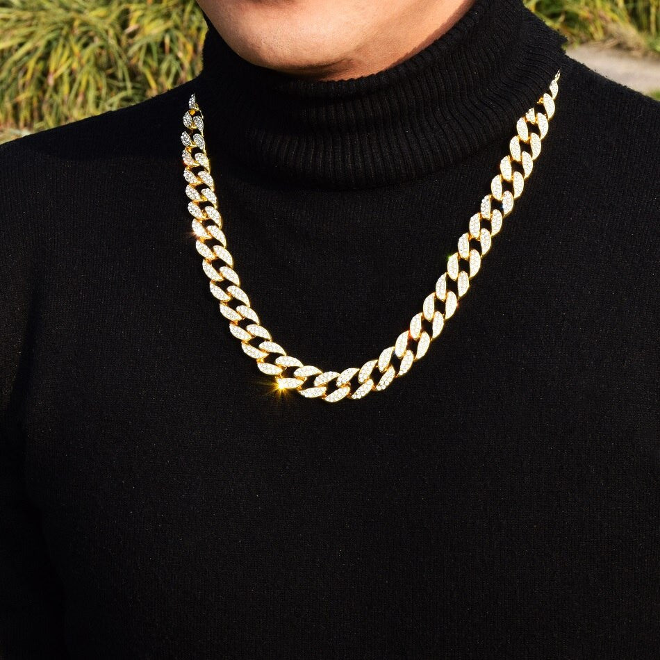 Classic Iced Cuban | 15mm 18k Gold 925 Silver Miami Cuban Link Hip Hop Chain