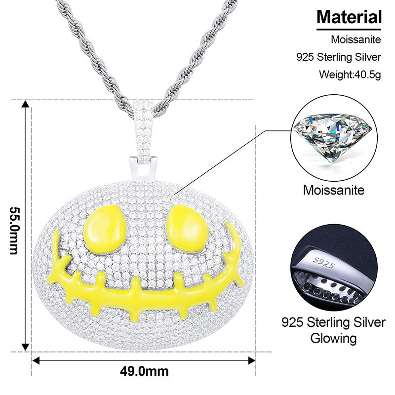 Moissanite Diamond Glow in The Dark Nightmare Before Christmas Inspired Hip Hop Pendant