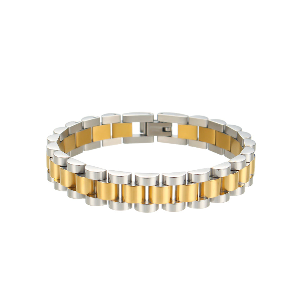 18k Gold Over Stainless Steel Clasp Wristband Wrap Bracelet