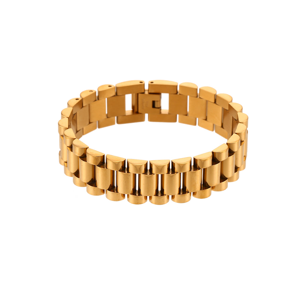18k Gold Over Stainless Steel Clasp Wristband Wrap Bracelet