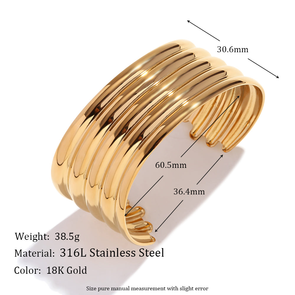 Bangle Exaggerated | Multi Layered 18k Gold over Stainless Steel Bangle Bracelets