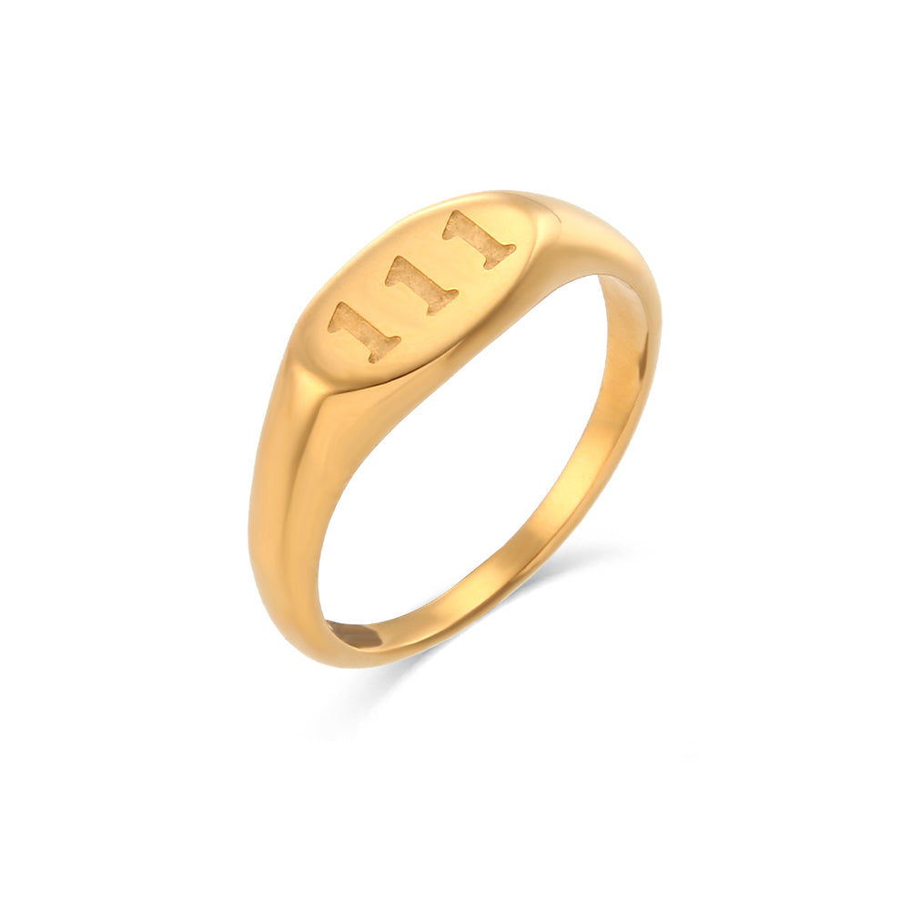 Angel Numbers | Women's 18K Gold Over Stainless Steel Lucky Number No Fade No Tarnish Rings
