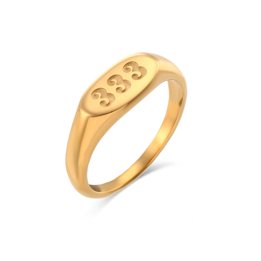 Angel Numbers | Women's 18K Gold Over Stainless Steel Lucky Number No Fade No Tarnish Rings