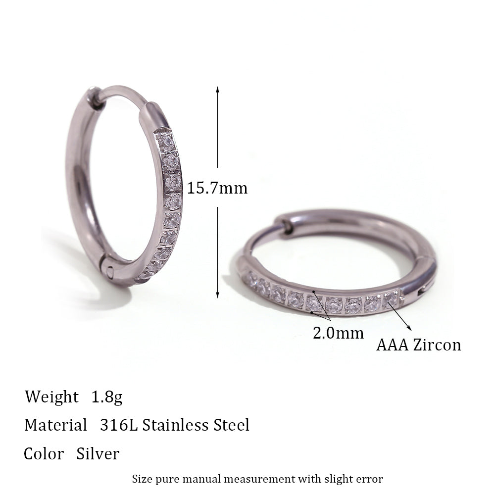 Crystal Paved | Gold Gemstone Huggie Hoop No Fade Waterproof Stainless Steel Hoop Earrings