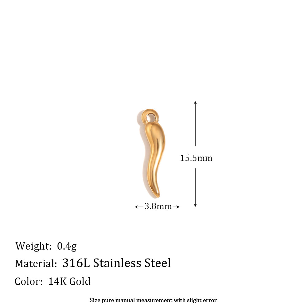 Women's Natural Stone DIY Necklace Waterproof 14k Gold Plated Stainless Steel Small Charms Pendants