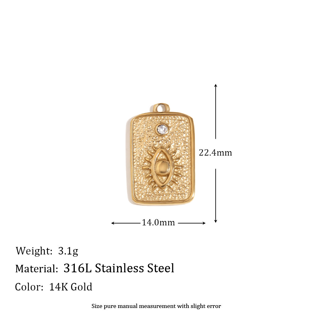 Women's Natural Stone DIY Necklace Waterproof 14k Gold Plated Stainless Steel Small Charms Pendants