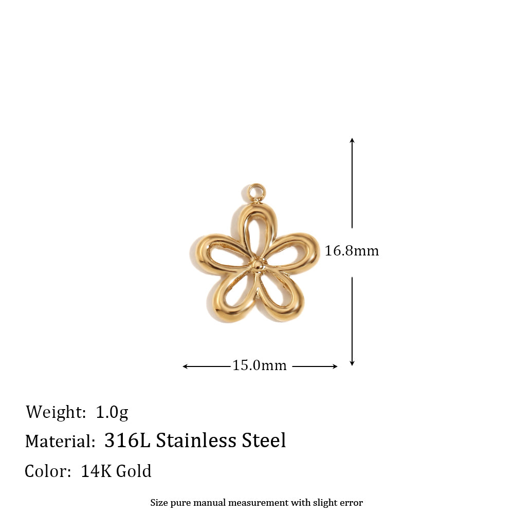 Women's Natural Stone DIY Necklace Waterproof 14k Gold Plated Stainless Steel Small Charms Pendants