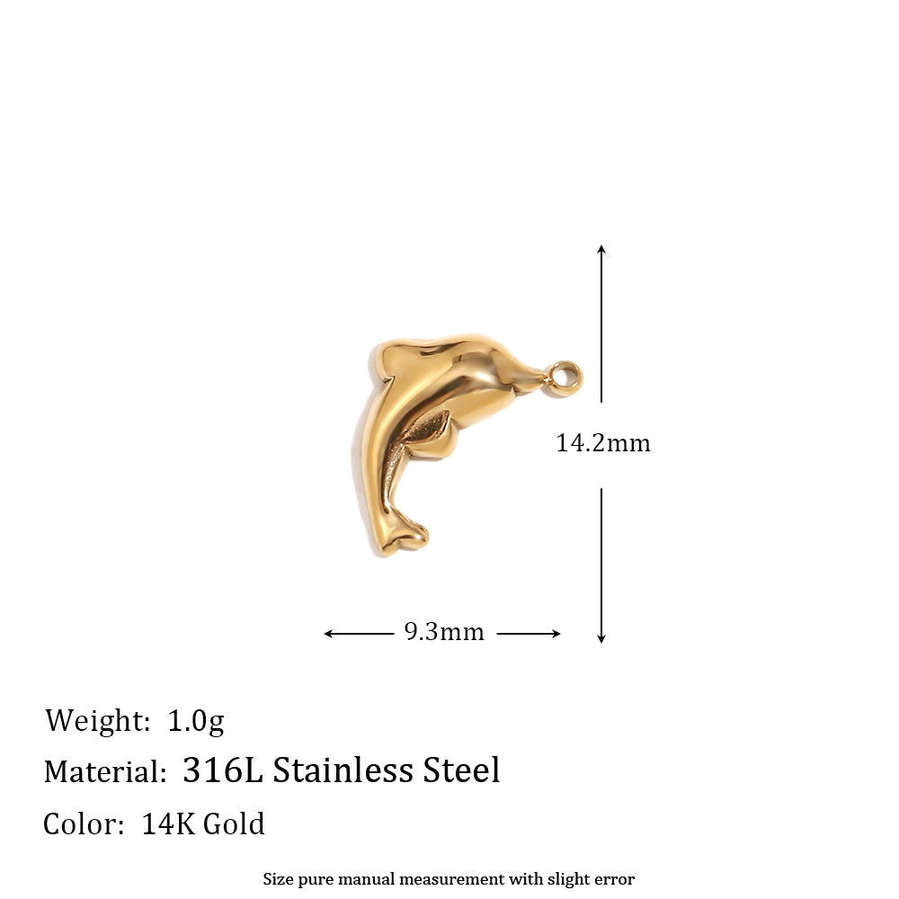 Women's Natural Stone DIY Necklace Waterproof 14k Gold Plated Stainless Steel Small Charms Pendants