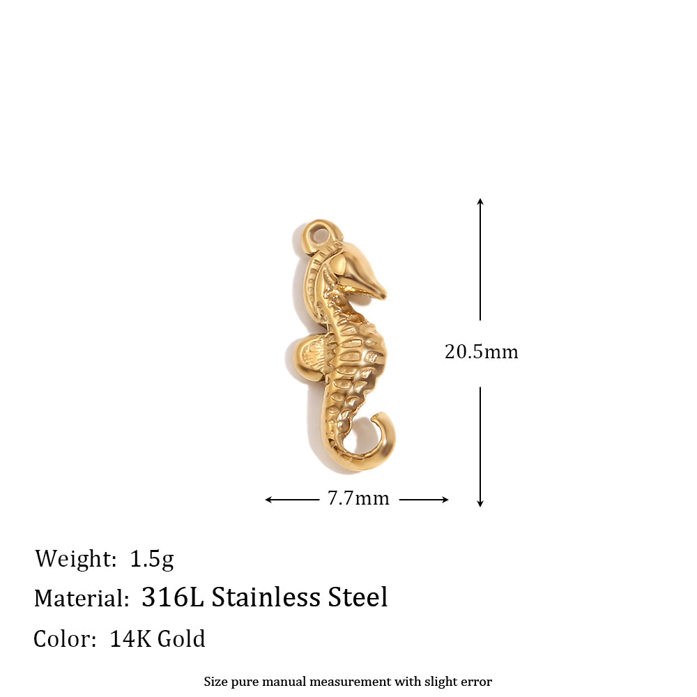 Women's Natural Stone DIY Necklace Waterproof 14k Gold Plated Stainless Steel Small Charms Pendants