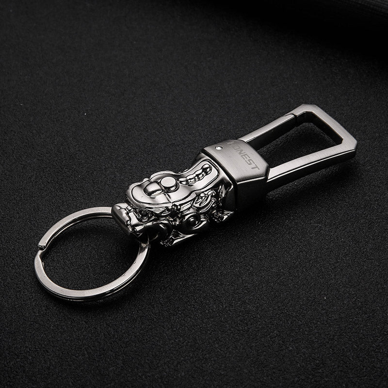Genuine Leather Leopard Dragon Luxury Mens Car Key Chain