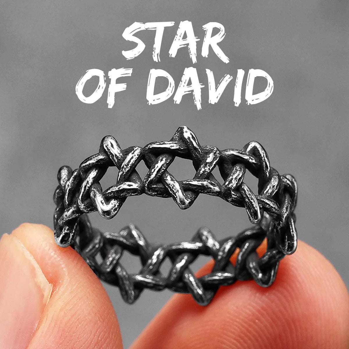David's Star | Retro Star of David Masonic Men's No Fade Stainless Steel Hollow Rings
