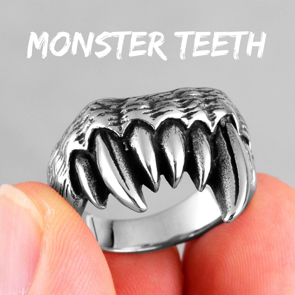 Beast Monster Teeth | No Fade Stainless Steel Men's Biker Style Street Wear Rings