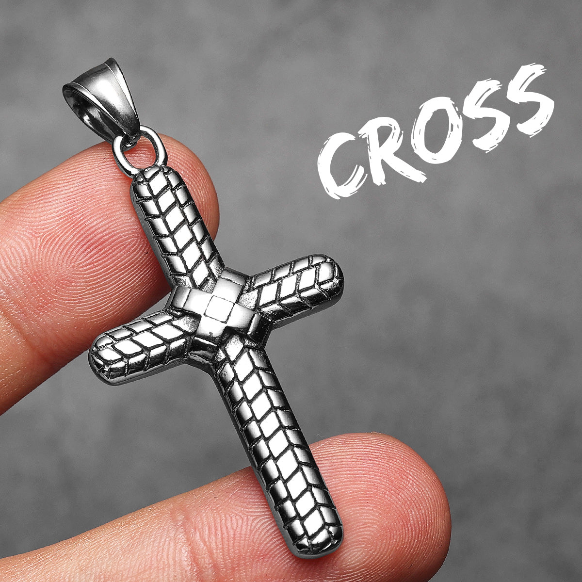 Snake Skin | Simple 316L No Fade Stainless Steel Ribbon Cross Pendant