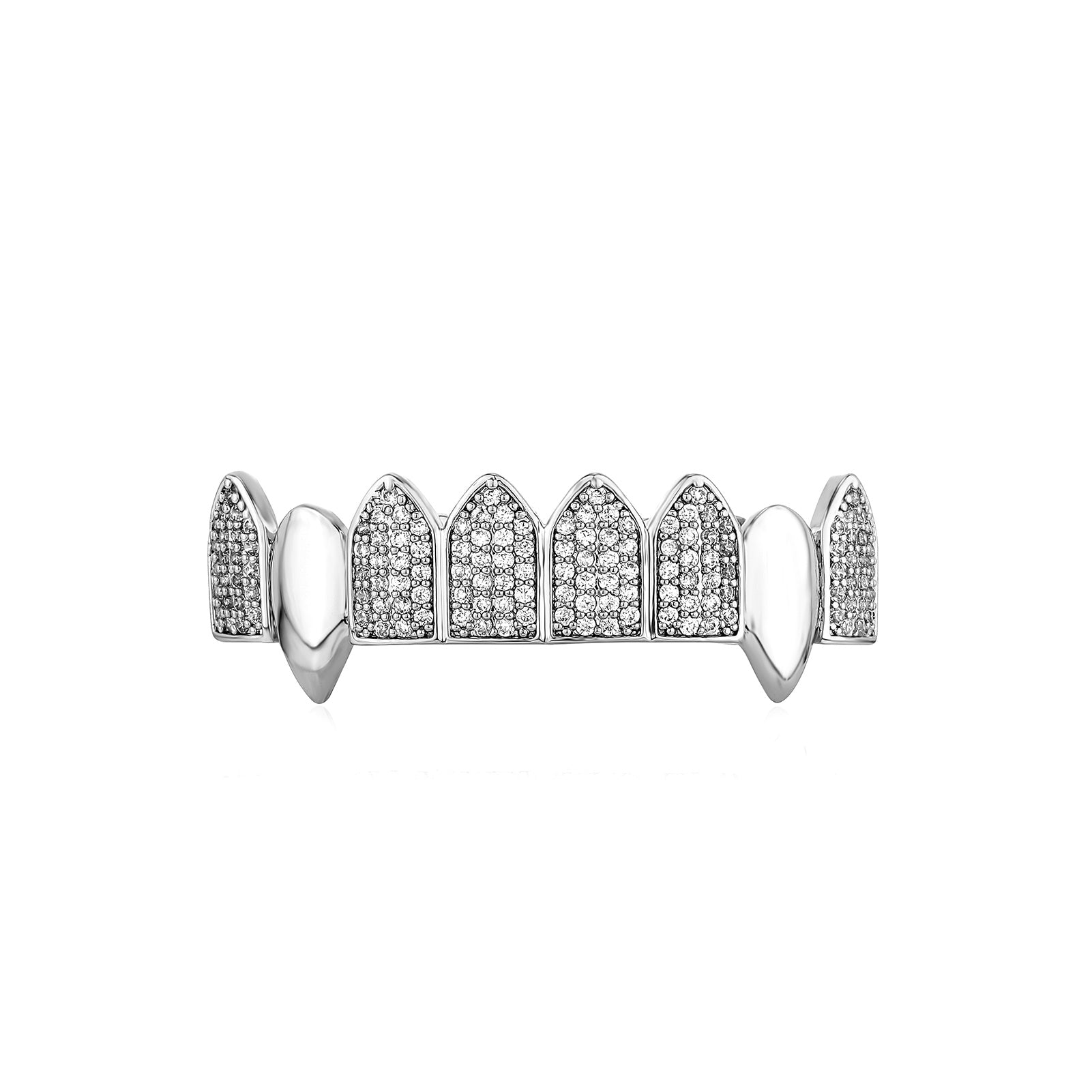 Fanged Ice | Hip Hop VVS Diamond Stone Mouth Teeth Grillz Caps Set