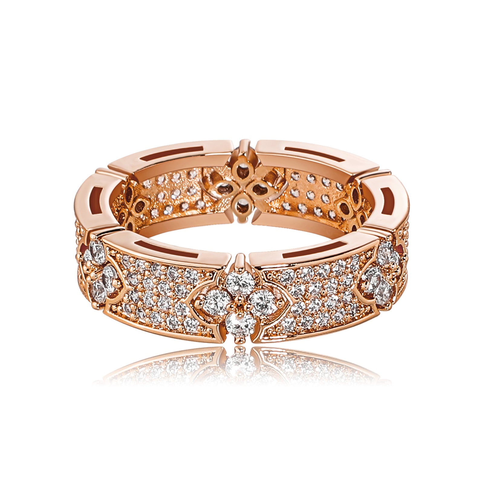 Clover Pave | 6MM Iced Blinged Out Four Leaf Flower VVS Diamond CZ Ring