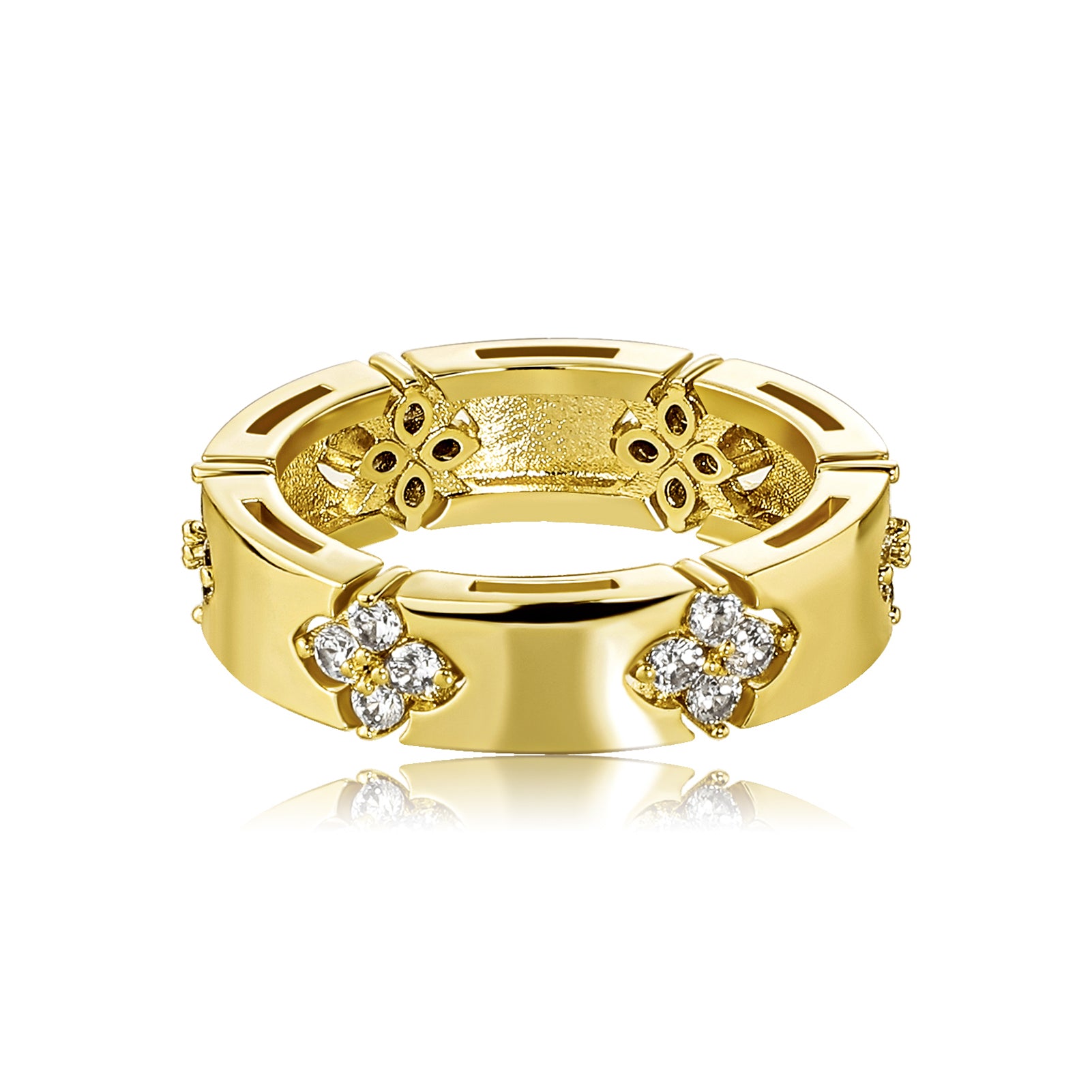 Clover Pave | 6MM Iced Blinged Out Four Leaf Flower VVS Diamond CZ Ring