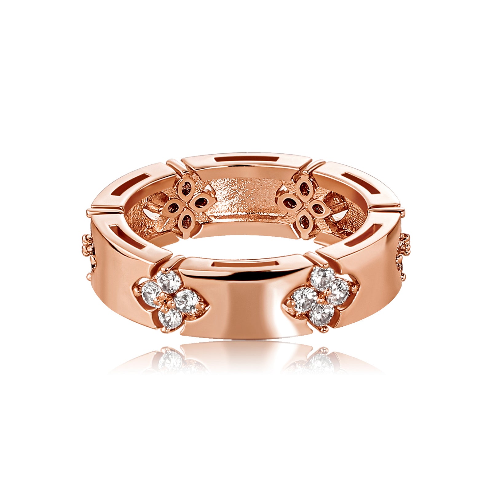 Clover Pave | 6MM Iced Blinged Out Four Leaf Flower VVS Diamond CZ Ring