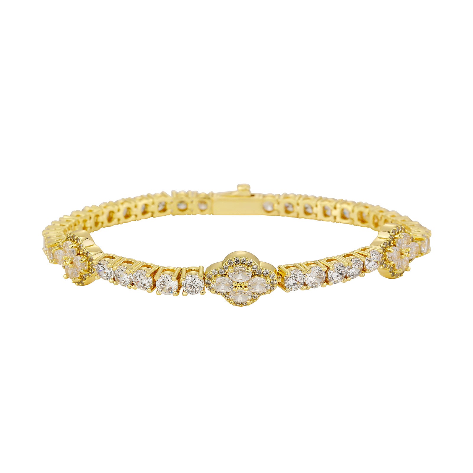 Clover Field | VVS Diamond CZ Iced Blinged Out 4mm Four Leaf Clover Tennis Bracelet