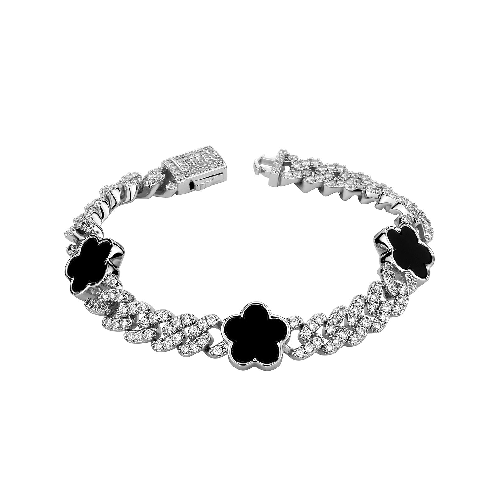 Puff Star | Puffy Flower VVS Diamond CZ Iced Blinged Out Cuban Link Bracelet