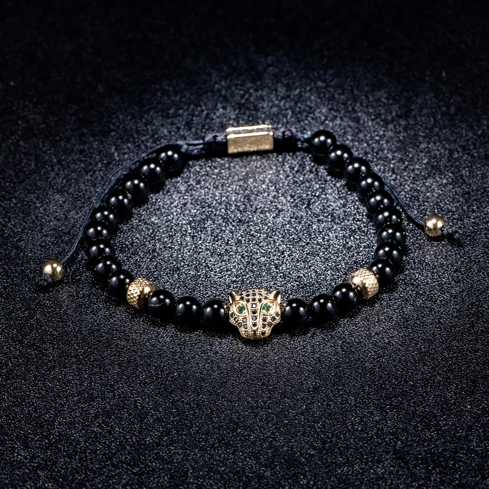 Black Gold | Simulate Diamond Crown Lion Head Skull Adjustable Stainless Steel Luxury Bracelets