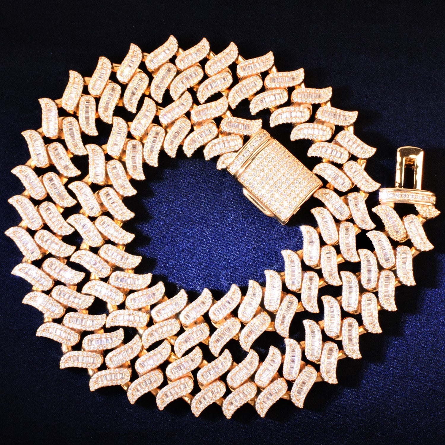 Fire Boy Baguette | VVS Diamond CZ Baguette Iced Blinged Out Fire Boy Cuban Link Chain Necklace