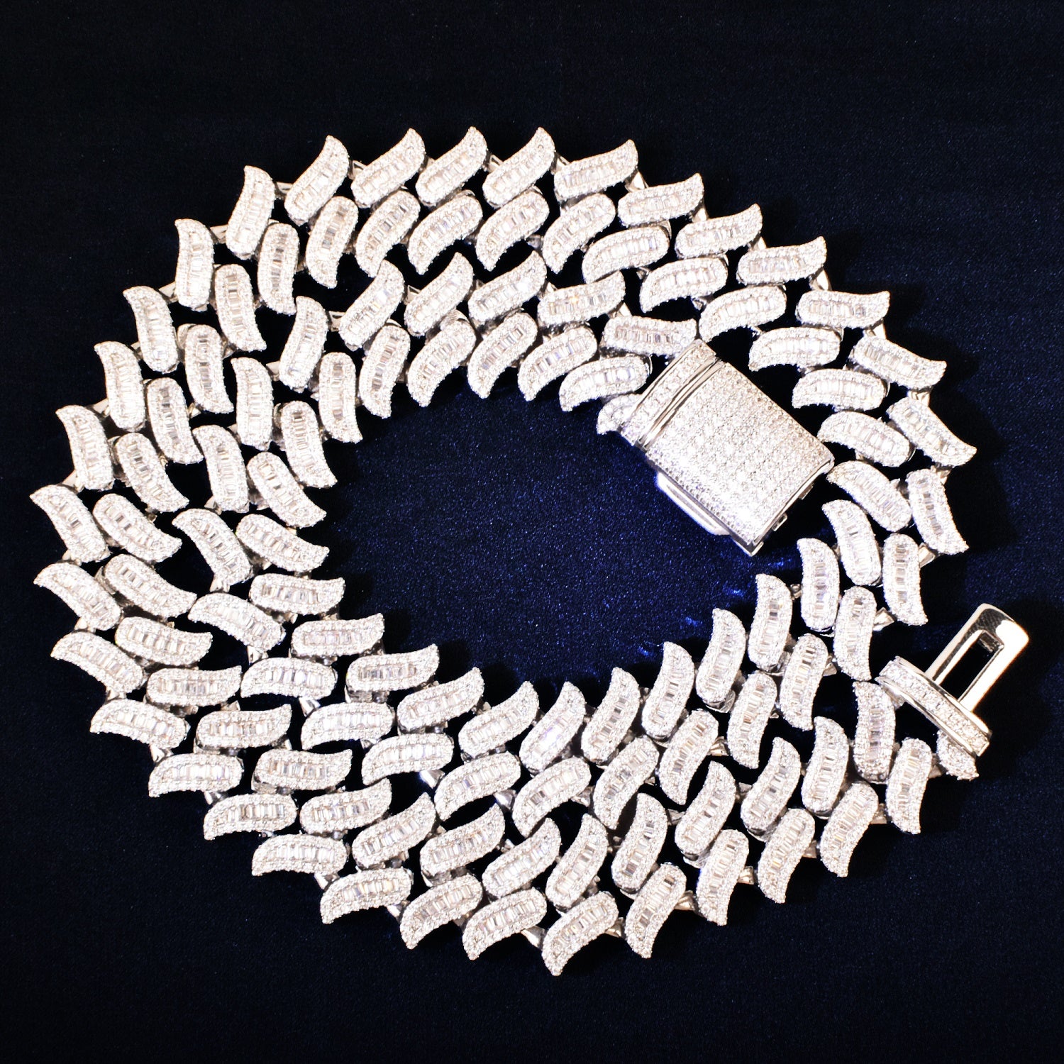 Fire Boy Baguette | VVS Diamond CZ Baguette Iced Blinged Out Fire Boy Cuban Link Chain Necklace