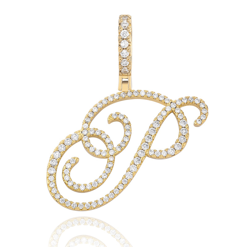 Cursive Ice | Style A-Z Cursive Letter VVS Diamond CZ Initial Name Pendant Necklace