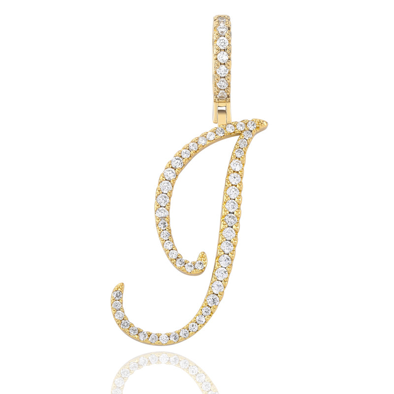 Cursive Ice | Style A-Z Cursive Letter VVS Diamond CZ Initial Name Pendant Necklace
