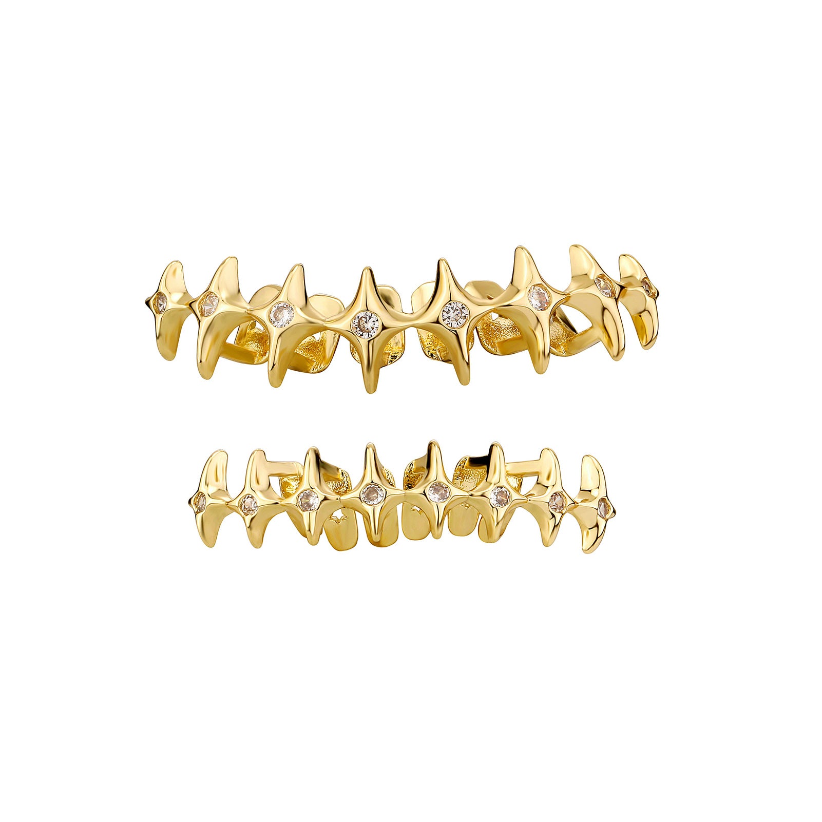 North Star | VVS Diamond CZ Slick Full Mouth Tooth Teeth Hip Hop Mouth Grillz Set