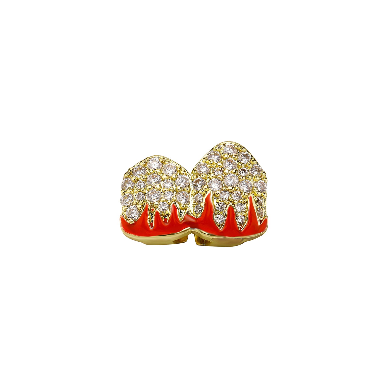 Fire Flame Grill | VVS Diamond CZ Iced Blinged Out Red Drip Teeth Tooth Grillz