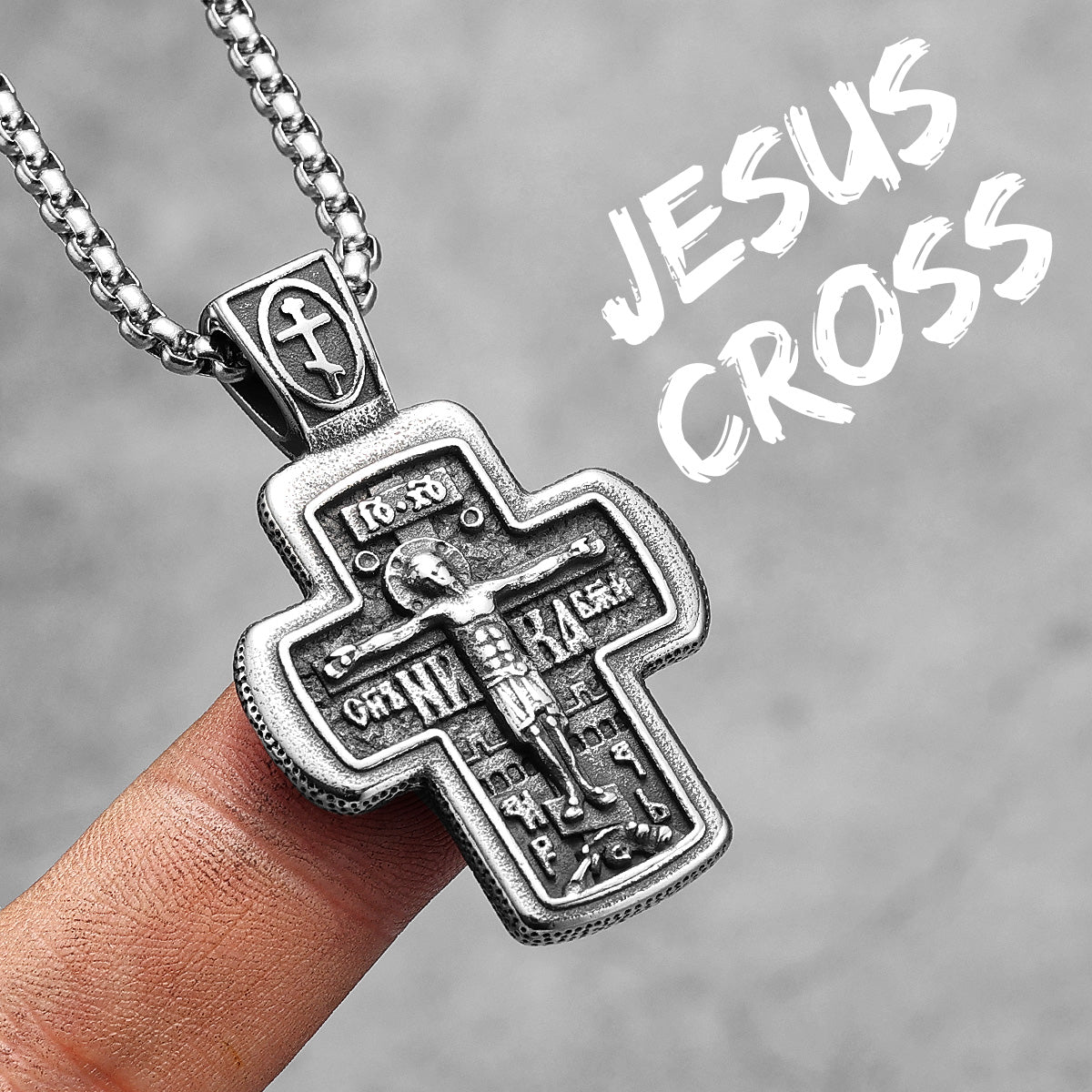 The Origin Cross | 316L No Fade Stainless Steel Religion Jesus Cross Pendant Chain Necklace