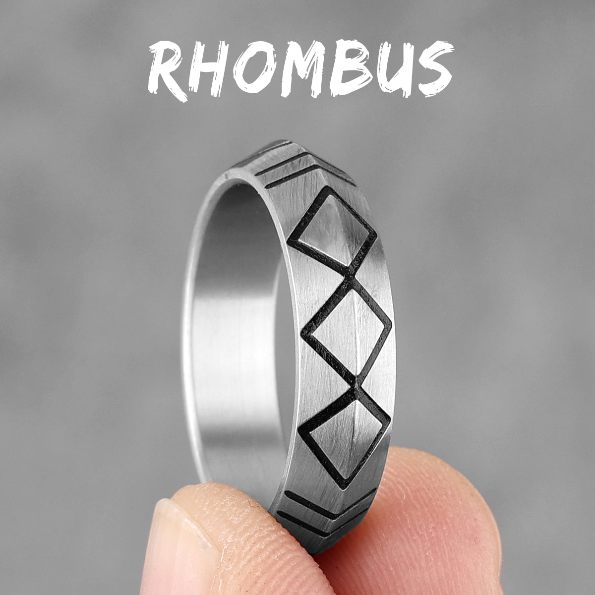 Rhombus Diagonal | 316L No Fade Star Craft Striped Stainless Steel Men's Unique Mysterious Rings
