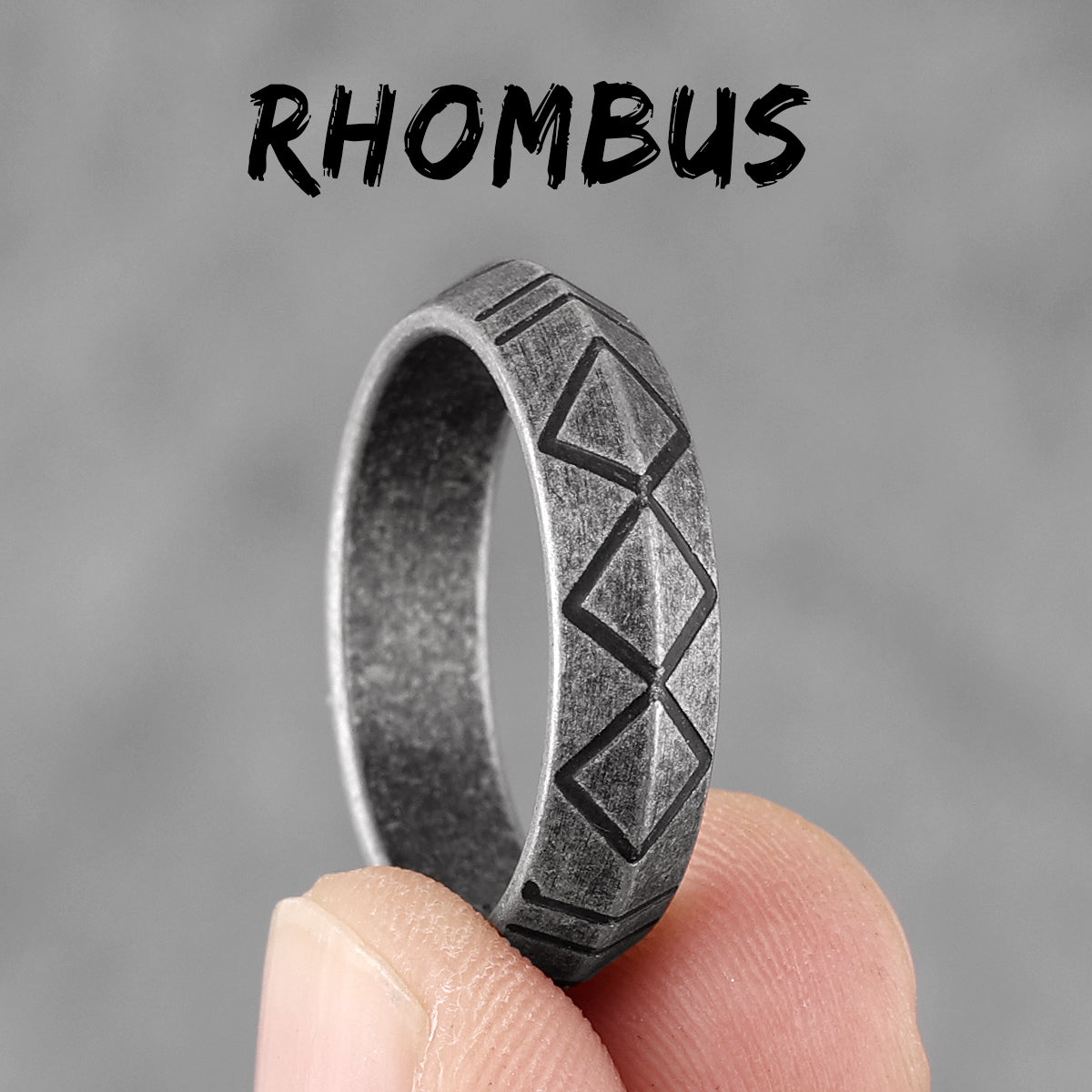 Rhombus Diagonal | 316L No Fade Star Craft Striped Stainless Steel Men's Unique Mysterious Rings