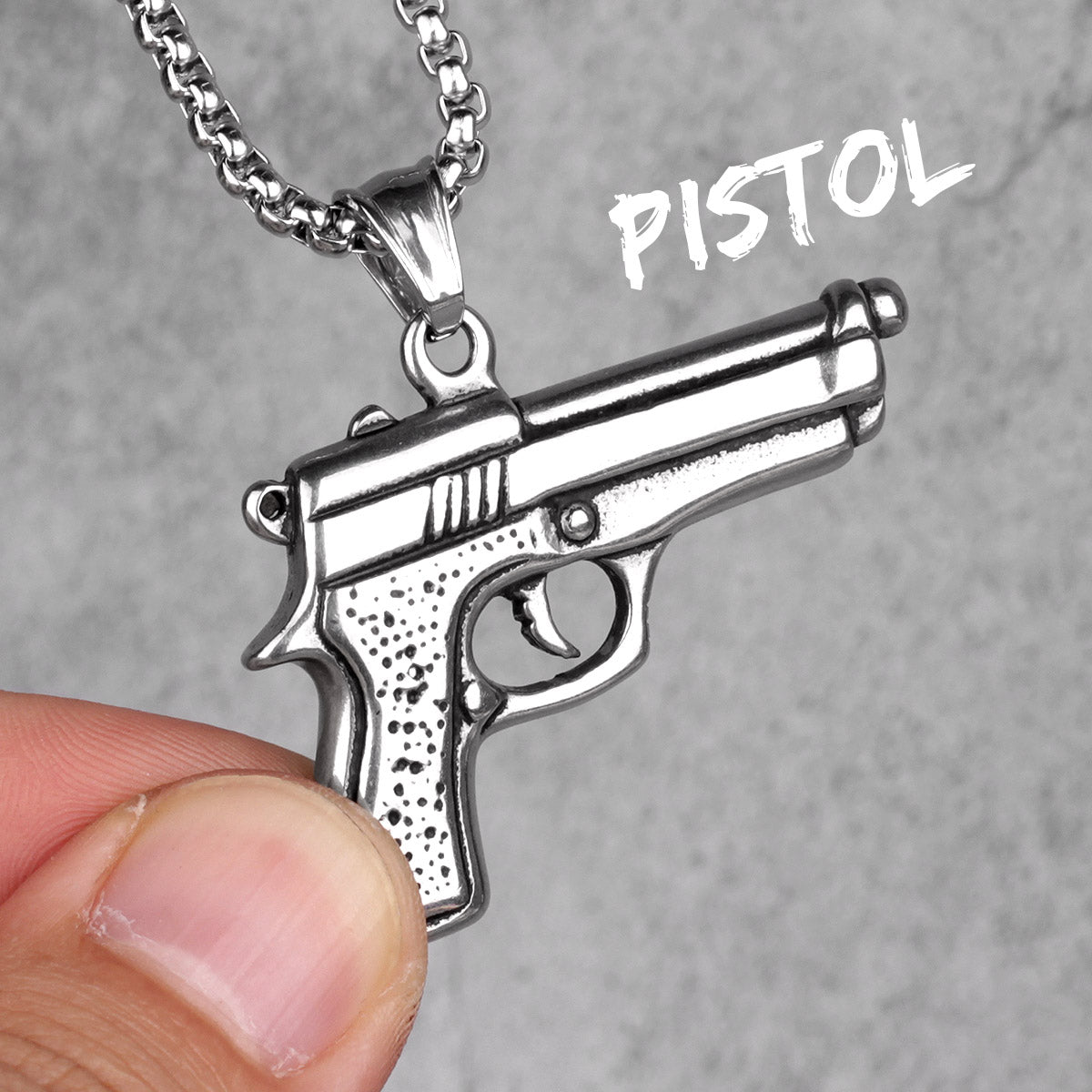 AK47 | No Fade 316L Stainless Steel Hip Hop 14k Gold Men's Gun Pendant Chain
