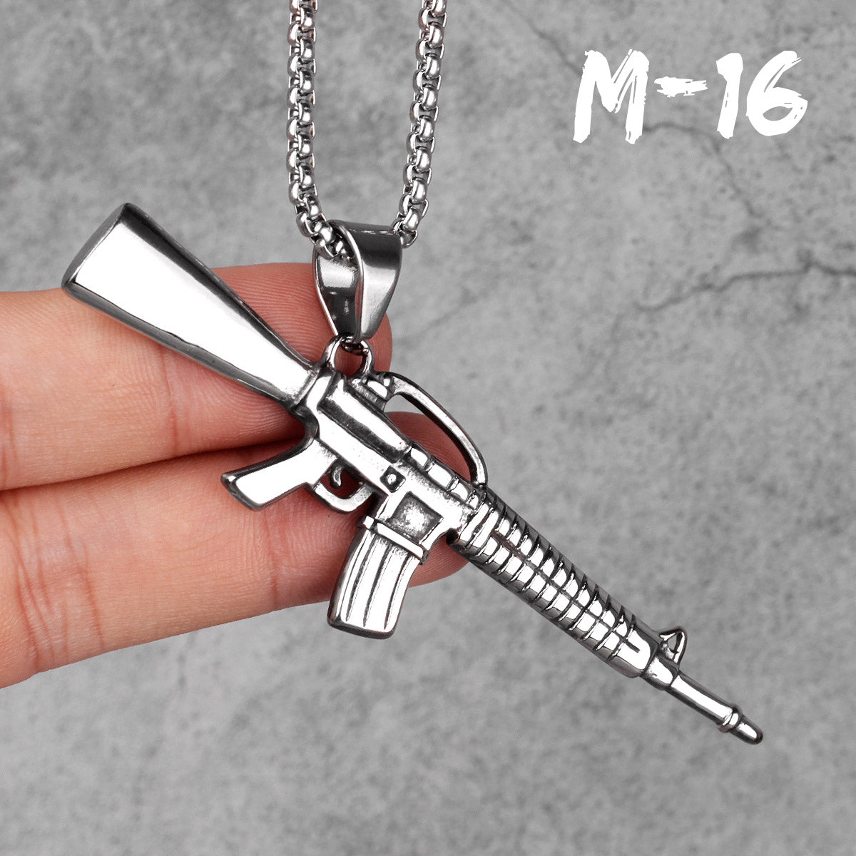 AK47 | No Fade 316L Stainless Steel Hip Hop 14k Gold Men's Gun Pendant Chain