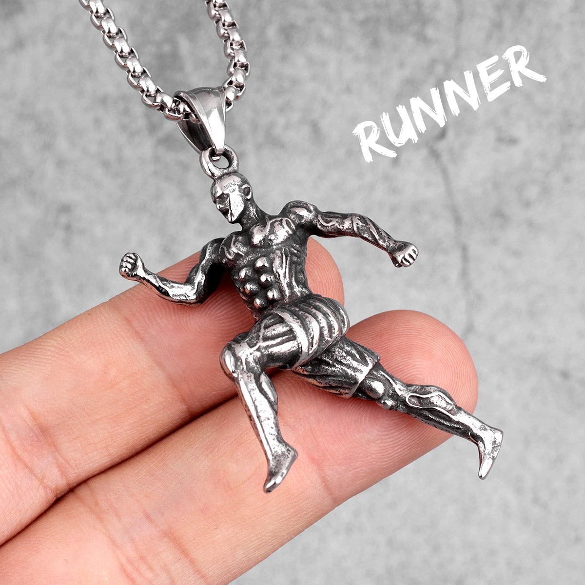 Runner | 316L No Fade Stainless Steel Fitness Bodybuilding Running Gym Rat Pendant Chain
