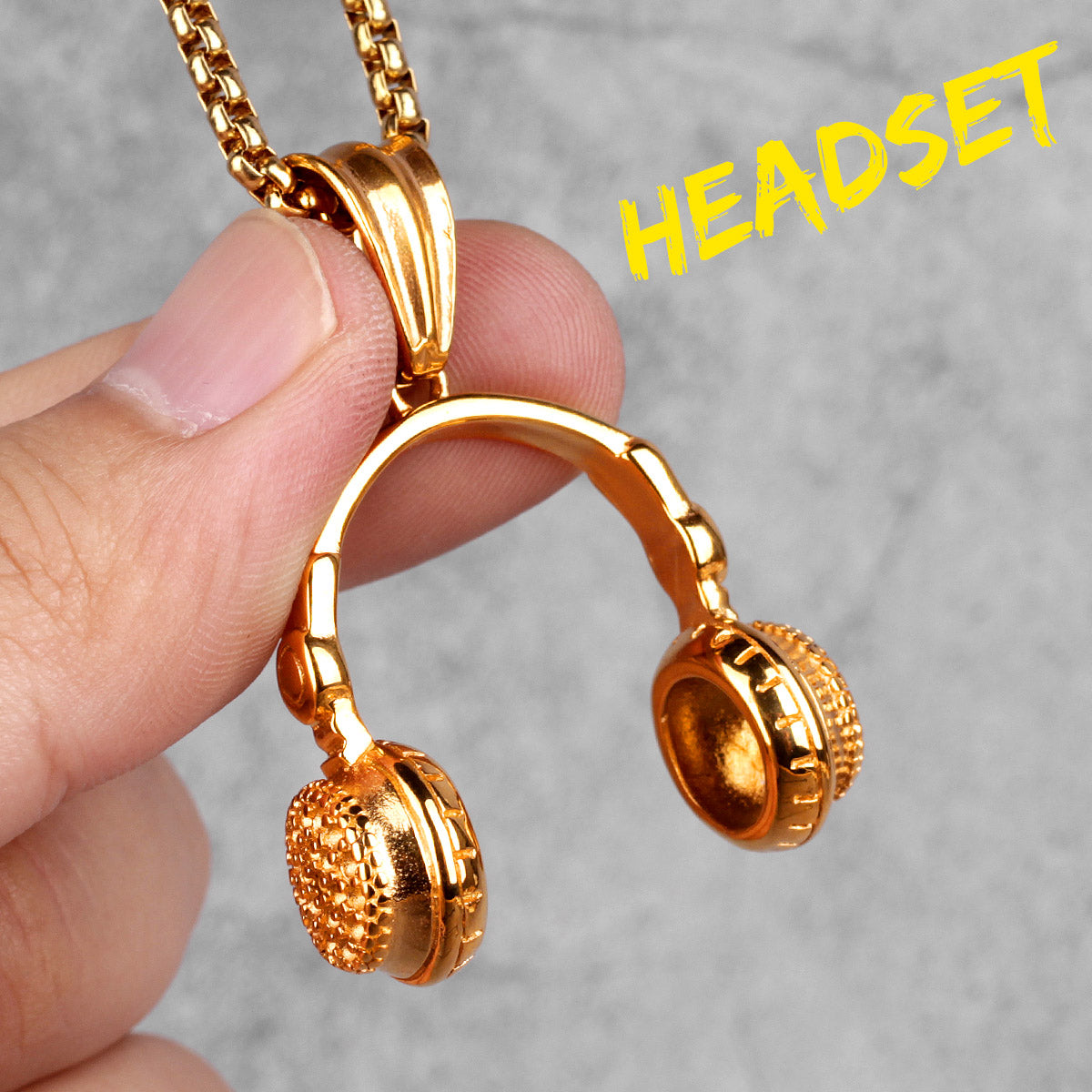 Headset Earphones | 316L No Fade 14k Gold Stainless Steel Hip Hop Pendant Chains