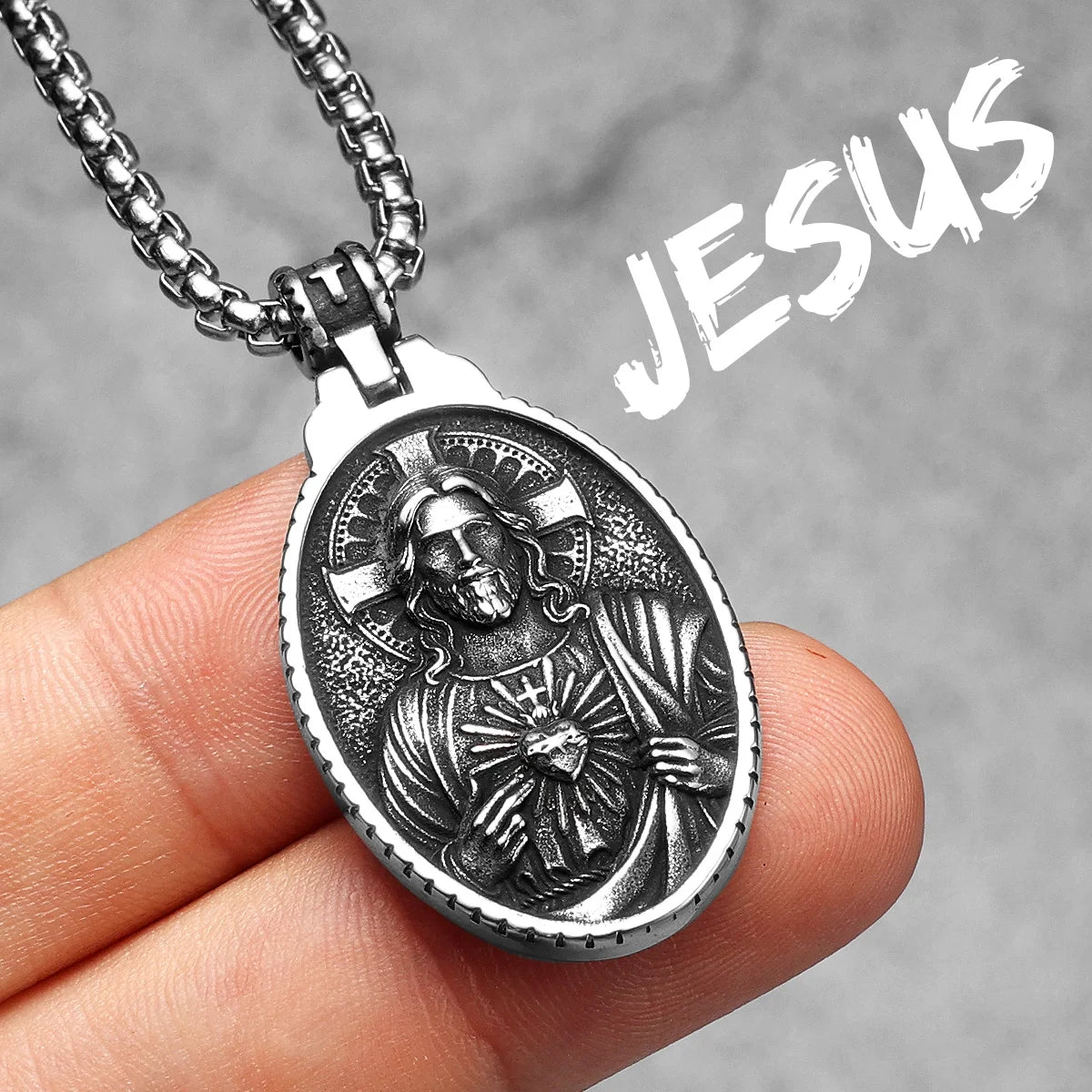 Jesus Heart Collection | 316L No Fade Stainless Steel Men's Spiritual Pendant Chain