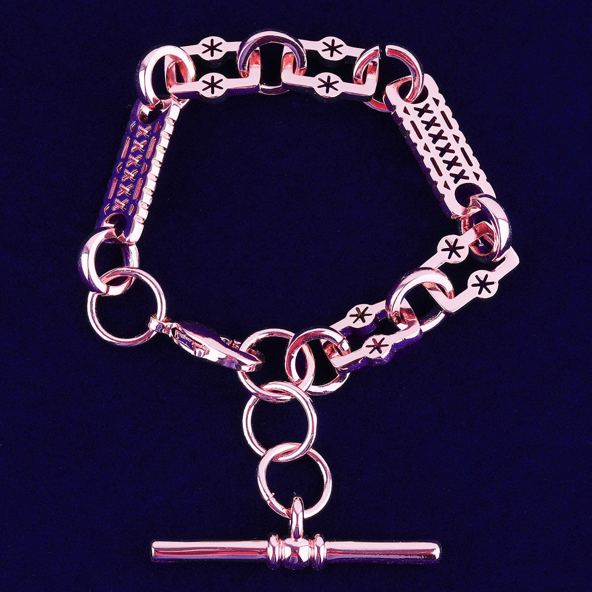 T Bar | Designer Star Link 24k 925 Silver Rose Gold Street Wear Bracelet