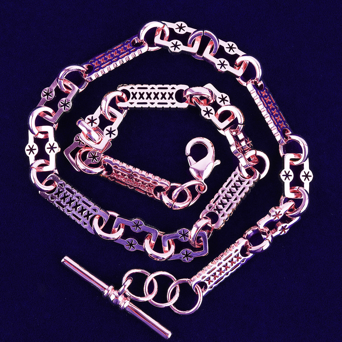 T- Bar | Designer Star Link 24k 925 Silver Rose Gold Street Wear Chain Necklace