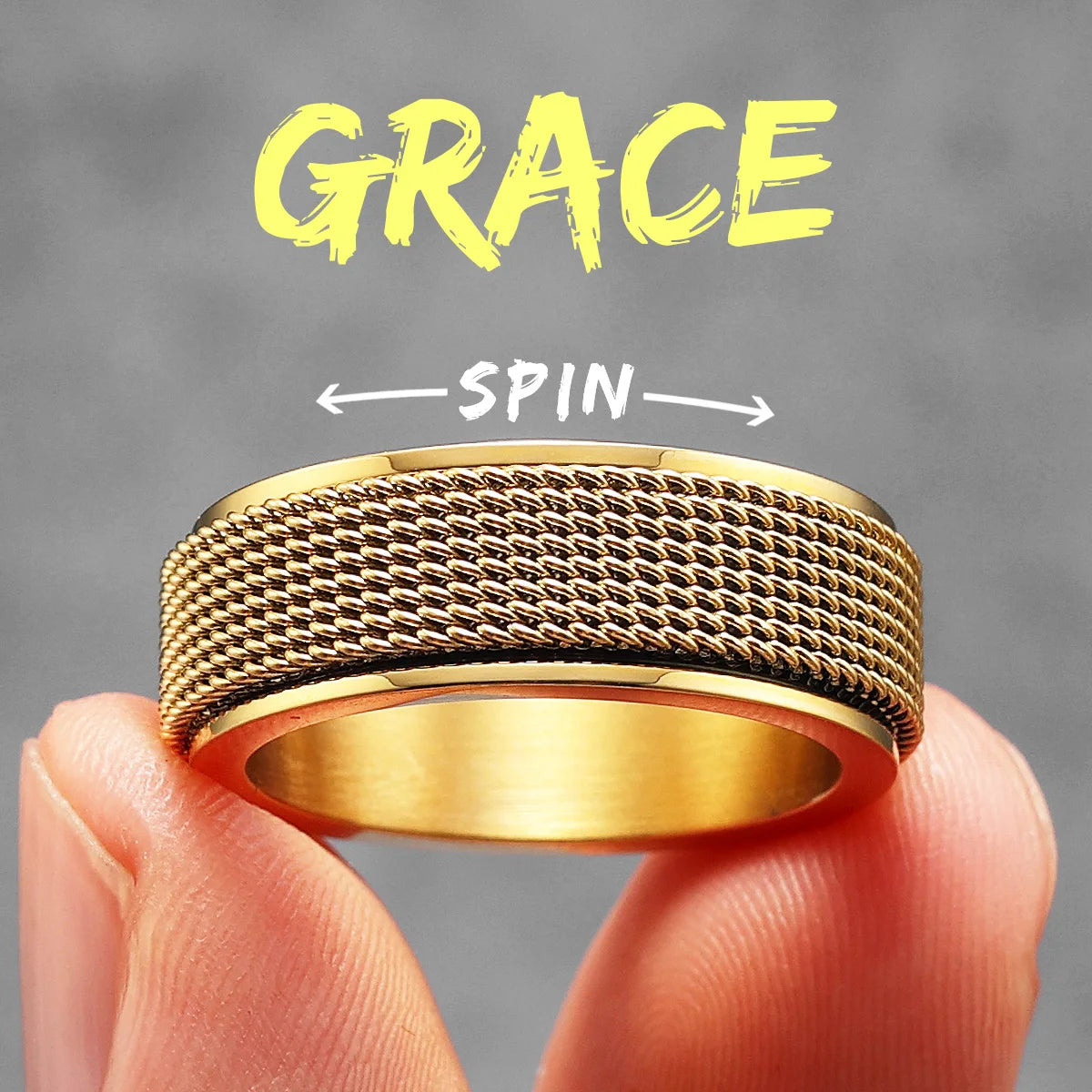 Grace | 316L No Fade Stainless Steel Simple Clean Braid Design Street Wear Rings